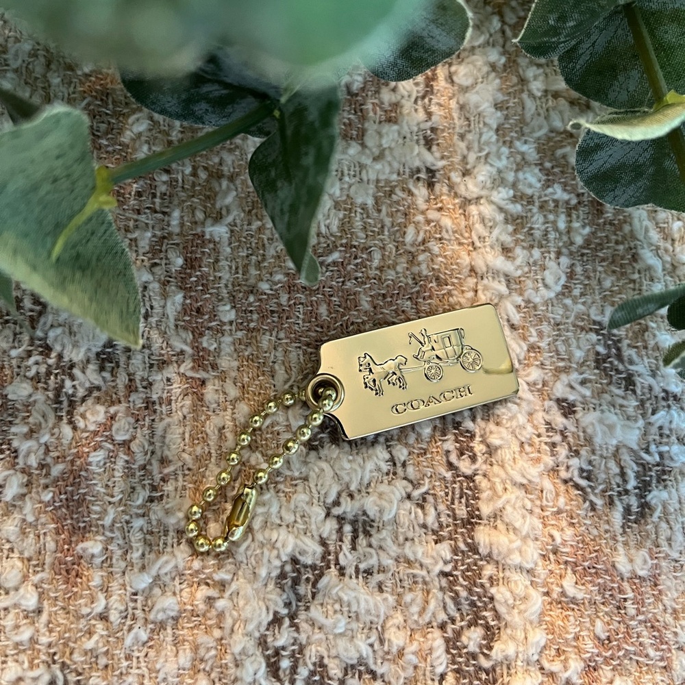 Coach Gold Tag Keychain with Horse and Carriage